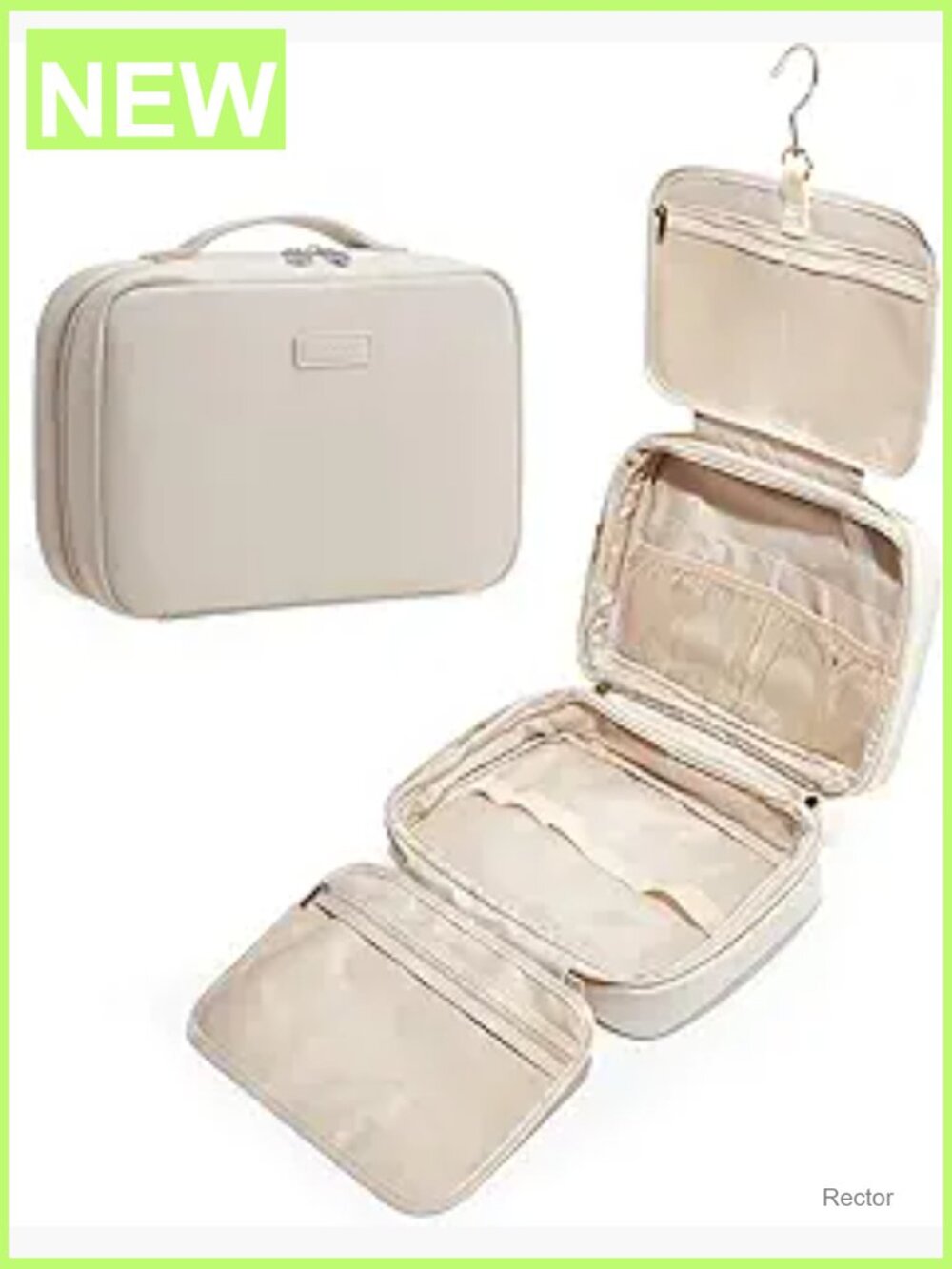 Hanging Toiletry Bag with Hook, Waterproof PU Leather Makeup Organizer, Travel